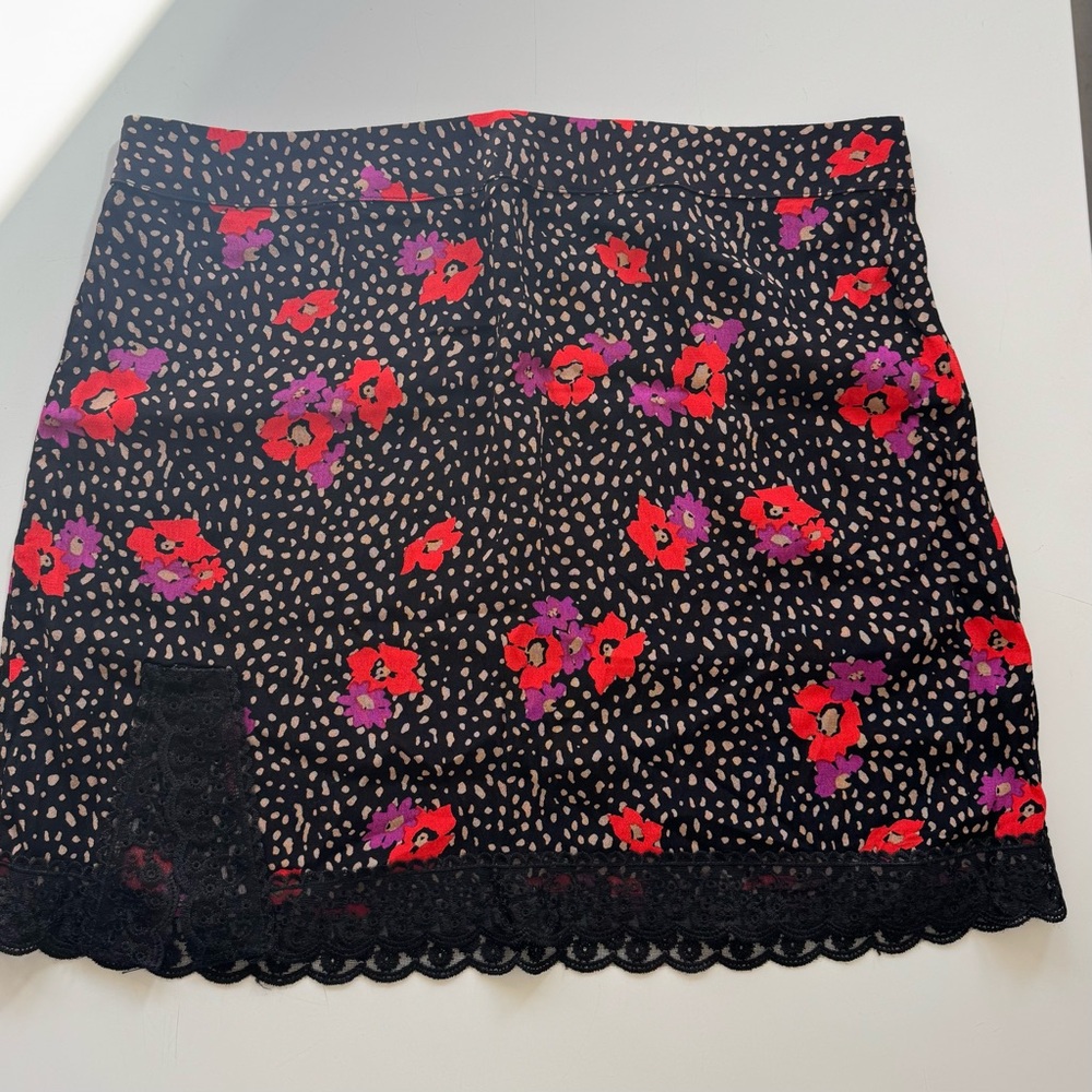 Urban Outfitters Black Floral Mini Skirt